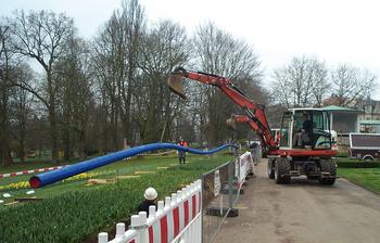 Verlegung einer neuen Trinkwasserleitung im Kurpark des Kurhauses