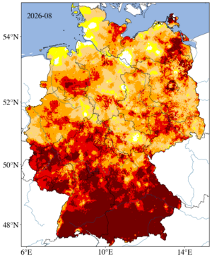 Bodenfeuchte Gesamtboden im August 2026