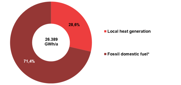 Share of local heat generation in heat consumption