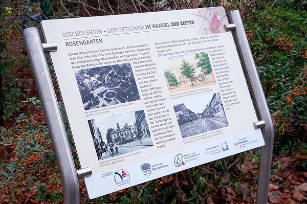 Die Tafel 7 zum Rosengarten  vier historische Bilder mit Beschreibungstest dar.